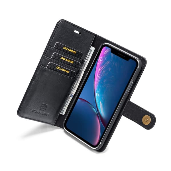 DG.MING 2-in-1 Magnet Wallet iPhone XR Black
