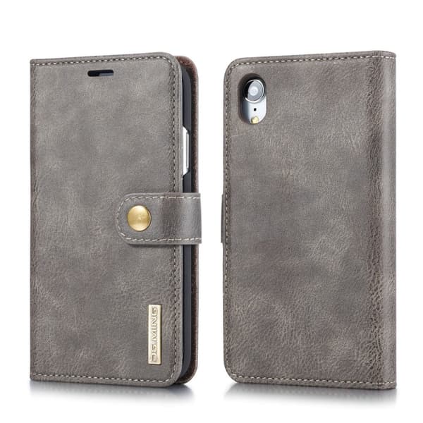 DG.MING 2-in-1 Magnet Wallet iPhone XR Brown