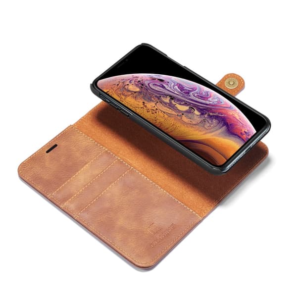 DG.MING 2-in-1 Magnet Wallet iPhone XS Max Cognac