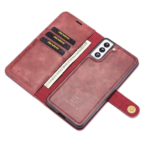 DG.MING 2-in-1 Magnet Wallet Samsung Galaxy S21 Red