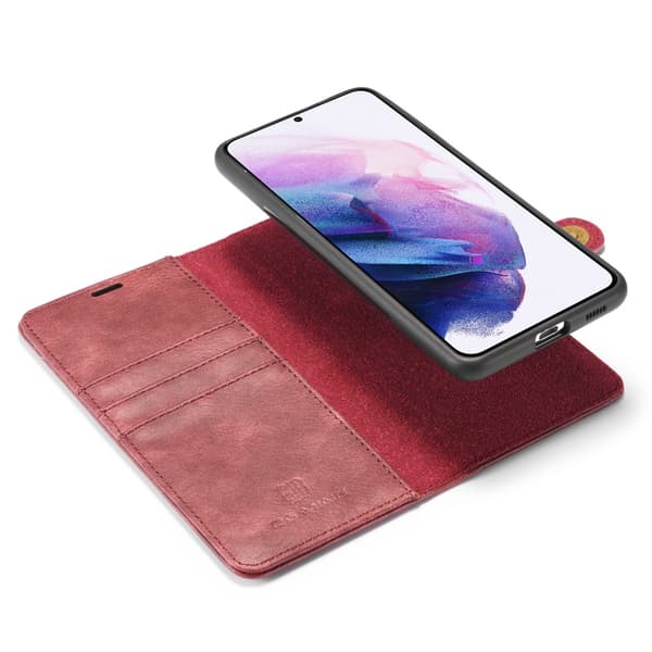 DG.MING 2-in-1 Magnet Wallet Samsung Galaxy S21 Red