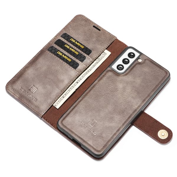 DG.MING 2-in-1 Magnet Wallet Samsung Galaxy S21 Plus Brown