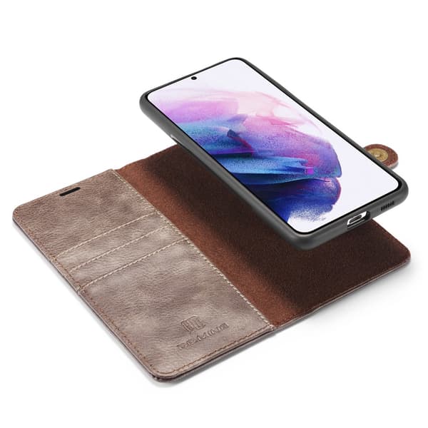 DG.MING 2-in-1 Magnet Wallet Samsung Galaxy S21 Plus Brown