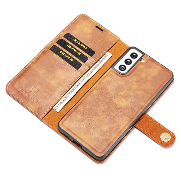 DG.MING 2-in-1 Magnet Wallet Samsung Galaxy S21 Plus Cognac
