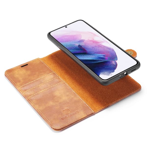 DG.MING 2-in-1 Magnet Wallet Samsung Galaxy S21 Plus Cognac