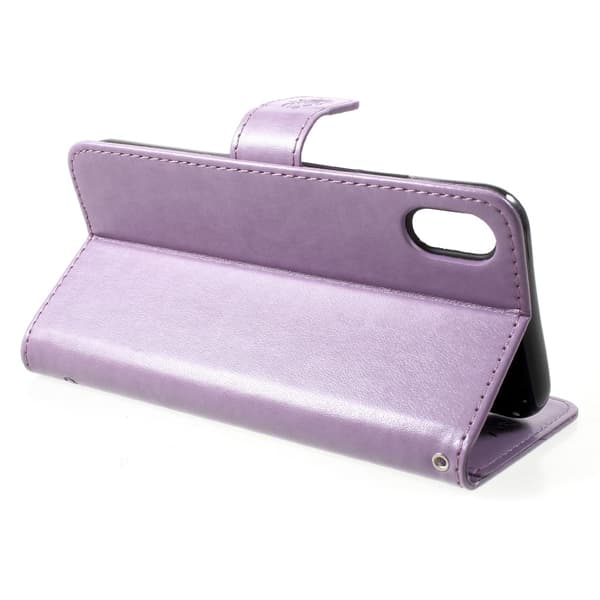 Läderfodral Fjärilar iPhone XR Lila