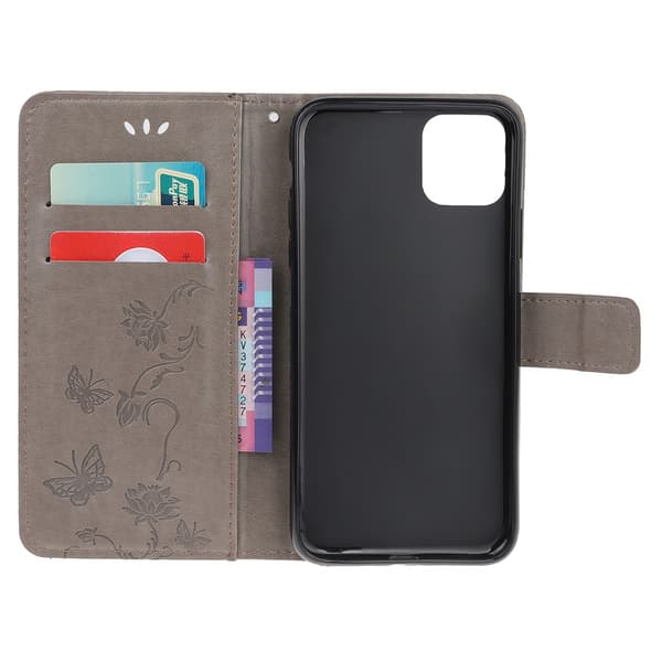 Läderfodral Fjärilar iPhone 12 Mini Grå