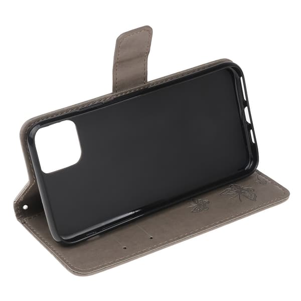 Läderfodral Fjärilar iPhone 12 Mini Grå