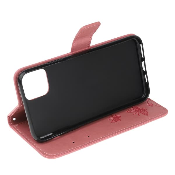 Läderfodral Fjärilar iPhone 12 Mini Rosa