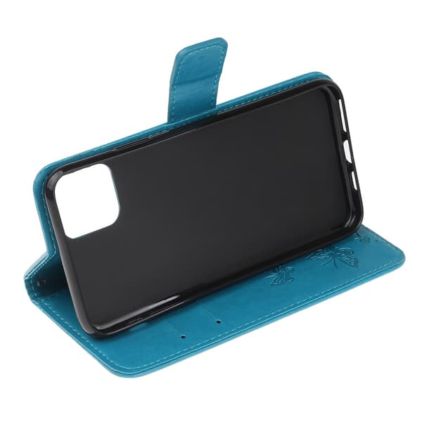 Läderfodral Fjärilar iPhone 11 Blå