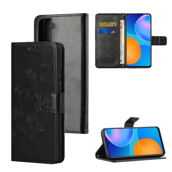 Läderfodral Fjärilar Samsung Galaxy S21 Plus Svart