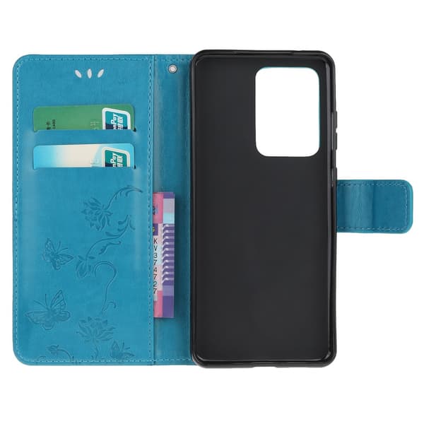 Läderfodral Fjärilar Samsung Galaxy S21 Ultra Blå
