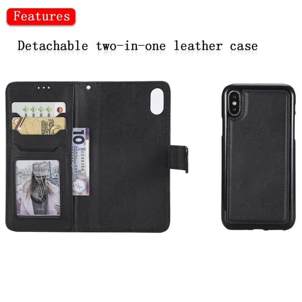 Magnet Leather Wallet iPhone XS/X Svart