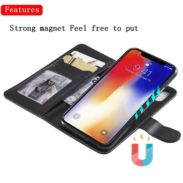 Magnet Leather Wallet iPhone XS/X Svart