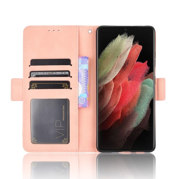 Multi Slot Plånboksfodral Samsung Galaxy S21 Ultra Rosa