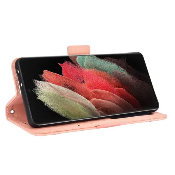 Multi Slot Plånboksfodral Samsung Galaxy S21 Ultra Rosa