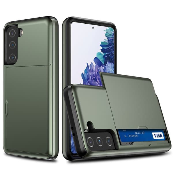 Skal Med Kortfack Samsung Galaxy S21 Mörk Grön