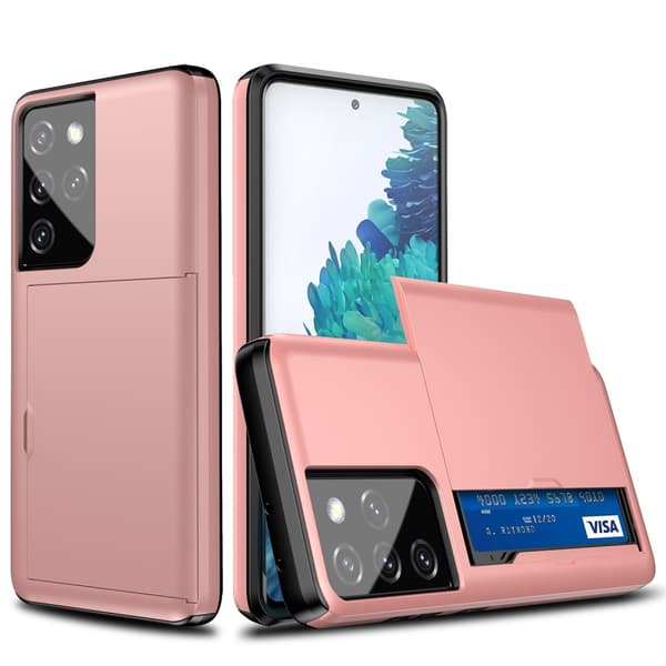 Skal Med Kortfack Samsung Galaxy S21 Ultra Roséguld
