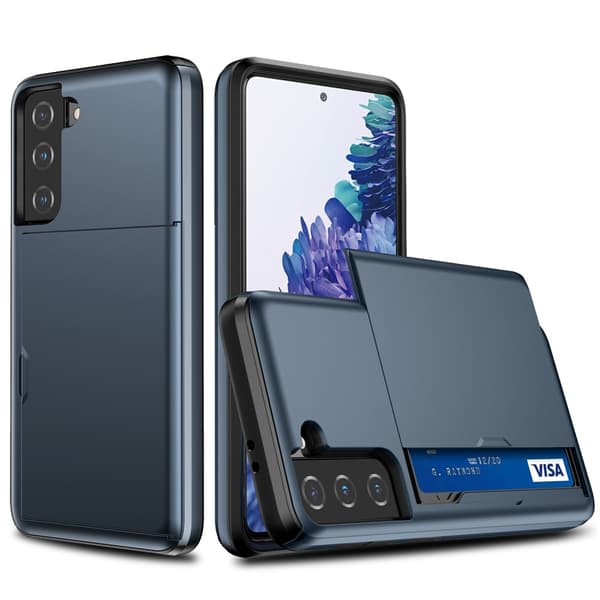 Skal Med Kortfack Samsung Galaxy S21 Plus Mörk Blå