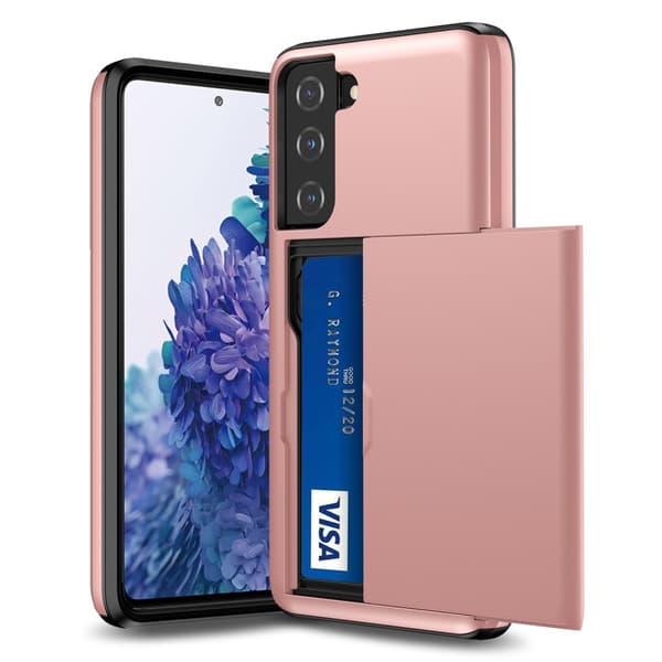 Skal Med Kortfack Samsung Galaxy S21 Plus Roséguld