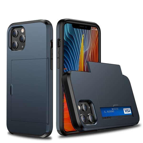 Skal Med Kortfack iPhone 12/12 Pro Blå