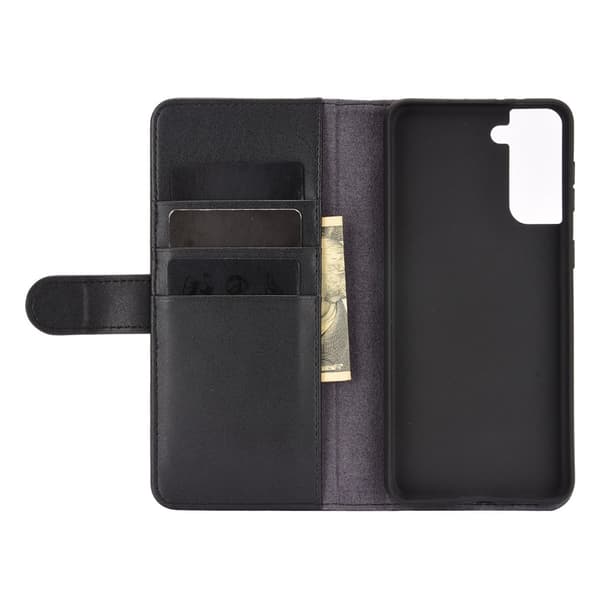Äkta Läderfodral Samsung Galaxy S21 Plus Svart