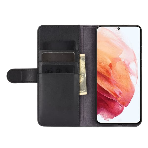 Äkta Läderfodral Samsung Galaxy S21 Plus Svart
