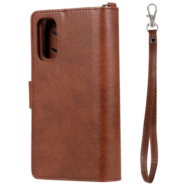 Zipper Magnet Leather Wallet Samsung Galaxy S20 Brun