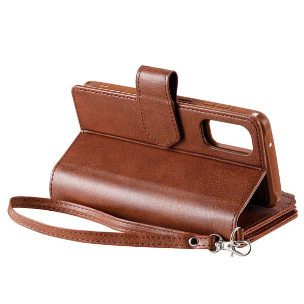 Zipper Magnet Leather Wallet Samsung Galaxy S20 Brun
