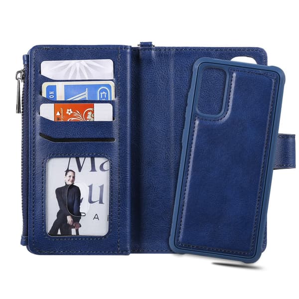 Zipper Magnet Leather Wallet Samsung Galaxy S20 Blå