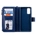 Miniatyrbild 7 av 8: Zipper Magnet Leather Wallet Samsung Galaxy S20 Blå