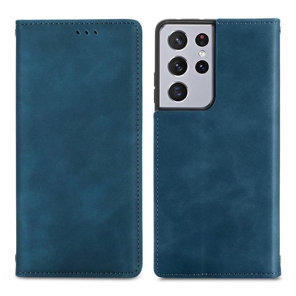Effektfull Smidigt Plånboksfodral - Samsung Galaxy S21 Ultra Mörkblå