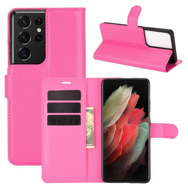 Stilsäkert NKOBEE Plånboksfodral - Samsung Galaxy S21 Ultra Rosaröd