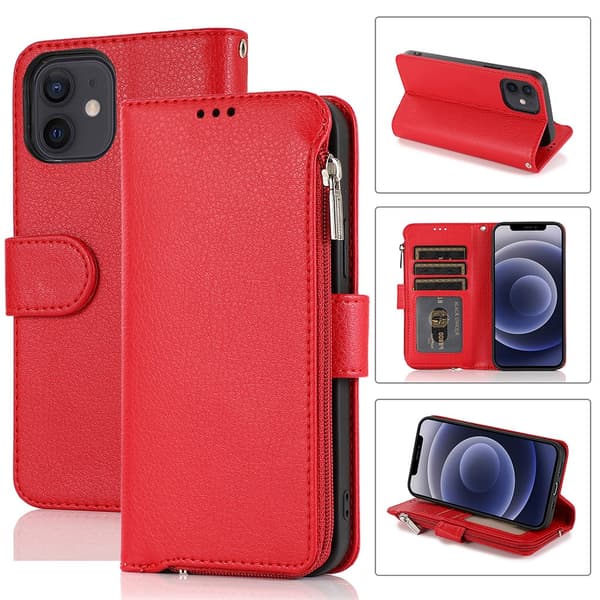 iPhone 12 - Elegant Praktiskt Plånboksfodral Röd