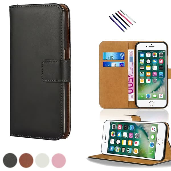 iPhone 7 Plus / 8 Plus - Læder cover / Beskyttelse Black