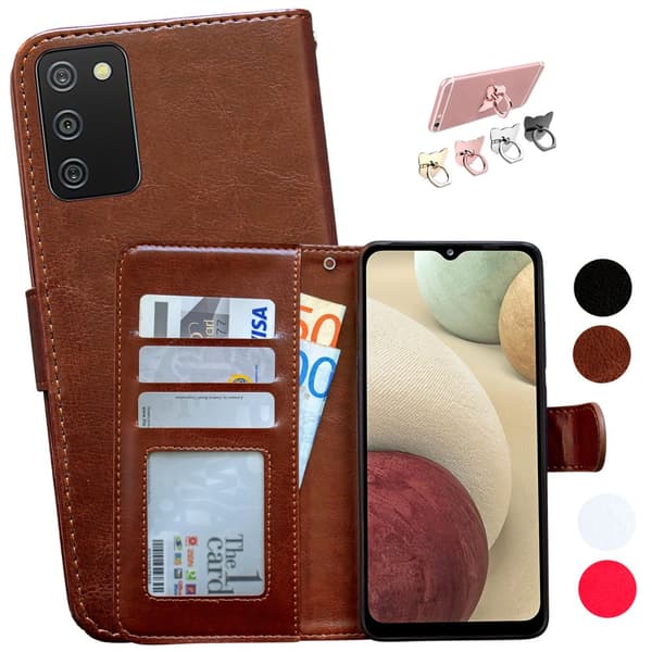 Samsung Galaxy A02s - Læder cover / Beskyttelse Brown