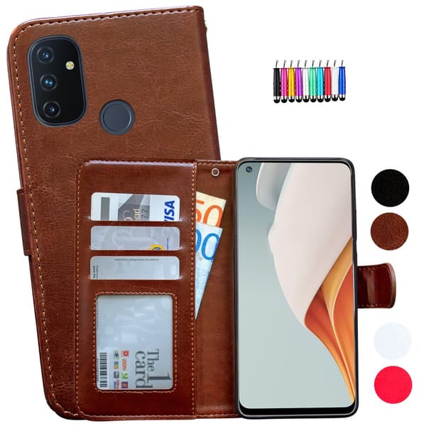 OnePlus Nord N100 - Læder cover / Beskyttelse Brown