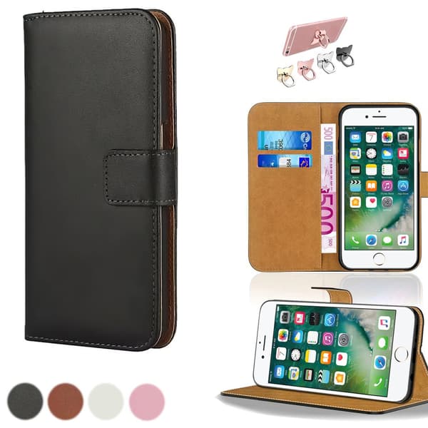iPhone 7 Plus / 8 Plus - Læder cover / Beskyttelse Black
