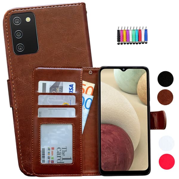 Samsung Galaxy A02s - Læder cover / Beskyttelse Brown