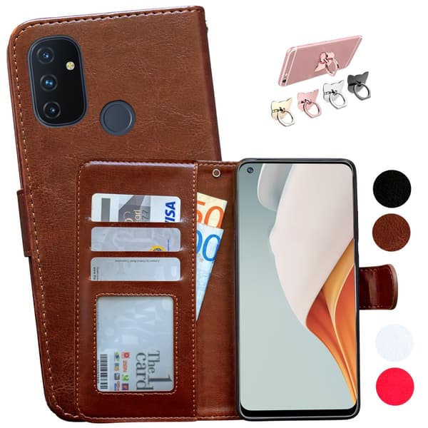 OnePlus Nord N100 - Läderfodral / Skydd Black