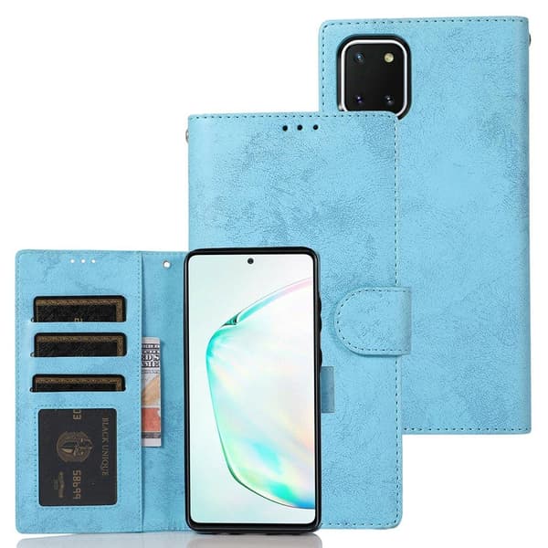 Praktiskt Plånboksfodral (Leman) - Samsung Galaxy A22 5G Ljusblå