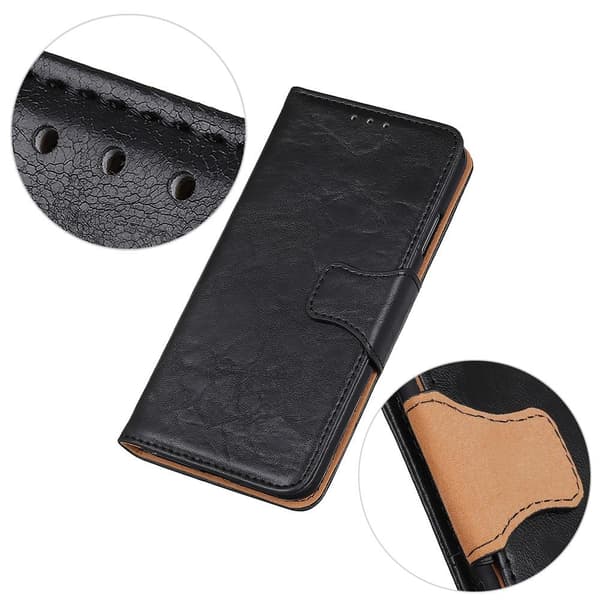 Crazy Horse Wallet Stand Cover for Sony Xperia 5 III - Black
