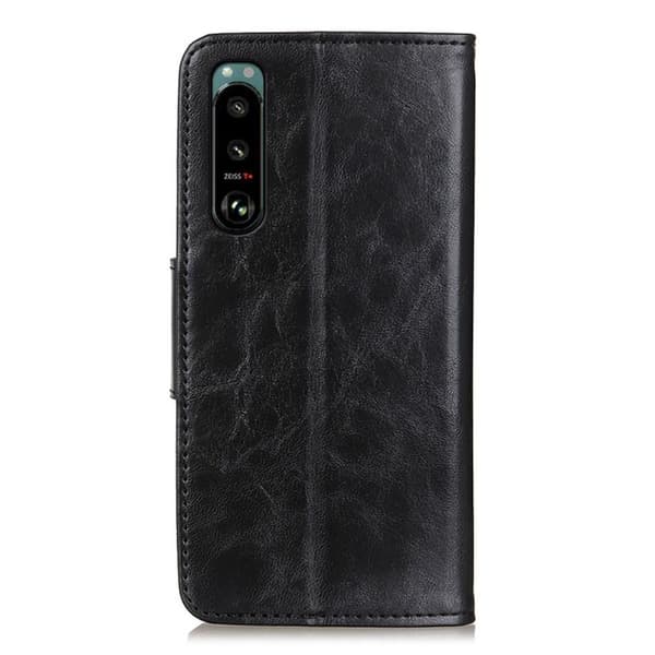 Crazy Horse Wallet Stand Cover for Sony Xperia 5 III - Black