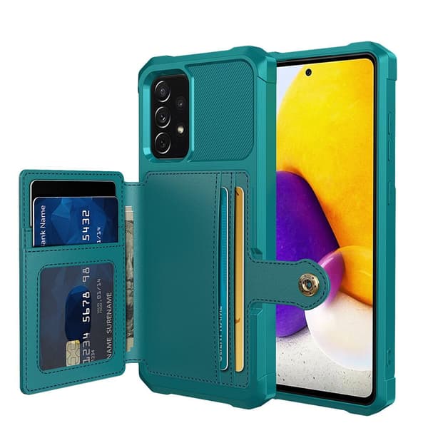 Samsung Galaxy A52 - Praktiskt Skyddsskal med Korthållare Grön