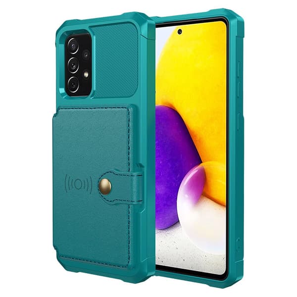 Elegant Praktiskt Skal med Kortfack - Samsung Galaxy A72 Grön