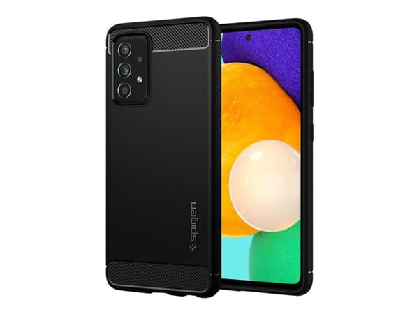 Spigen Rugged Armor - Baksidesskydd för mobiltelefon - termoplastisk polyuretan (TPU) - mattsvart - för Samsung Galaxy A52, A52 5G