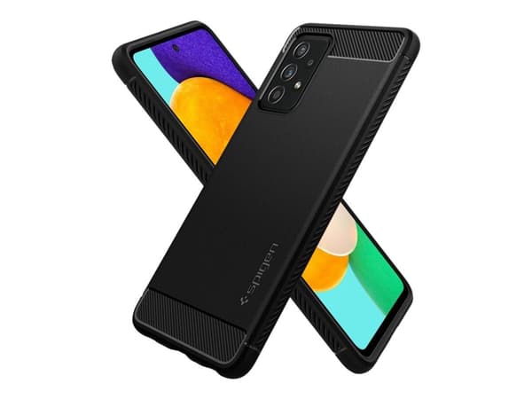 Spigen Rugged Armor - Baksidesskydd för mobiltelefon - termoplastisk polyuretan (TPU) - mattsvart - för Samsung Galaxy A52, A52 5G