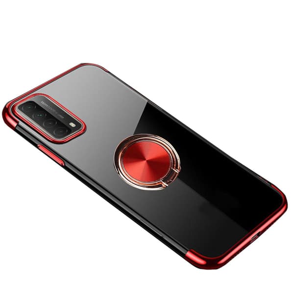 Huawei P Smart 2021 - Stilsäkert Praktiskt Skal med Ringhållare Röd