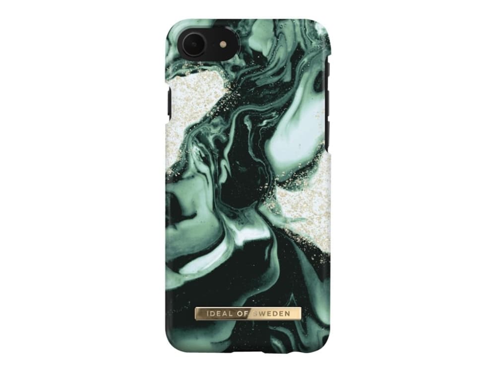 IDEAL OF SWEDEN - Baksidesskydd för mobiltelefon - plast - marmorerad gyllene oliv - för Apple iPhone 6, 6s, 7, 8, SE (andra generationen)