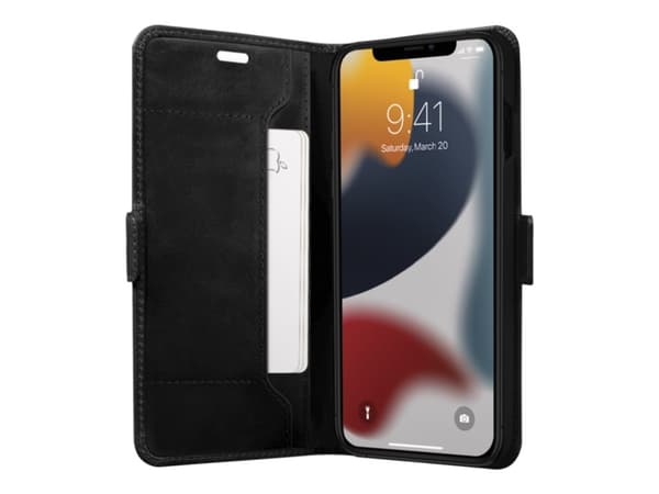 dbramante1928 Copenhagen Slim - Vikbart fodral för mobiltelefon - narvat läder - svart - för Apple iPhone 13 Pro Max
